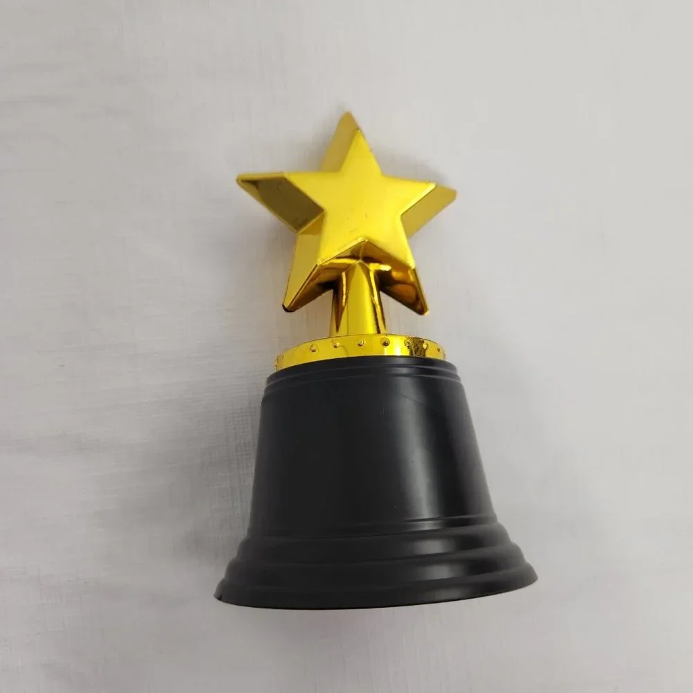 Star Trophies Black Gold Plastic awards Set Of 12